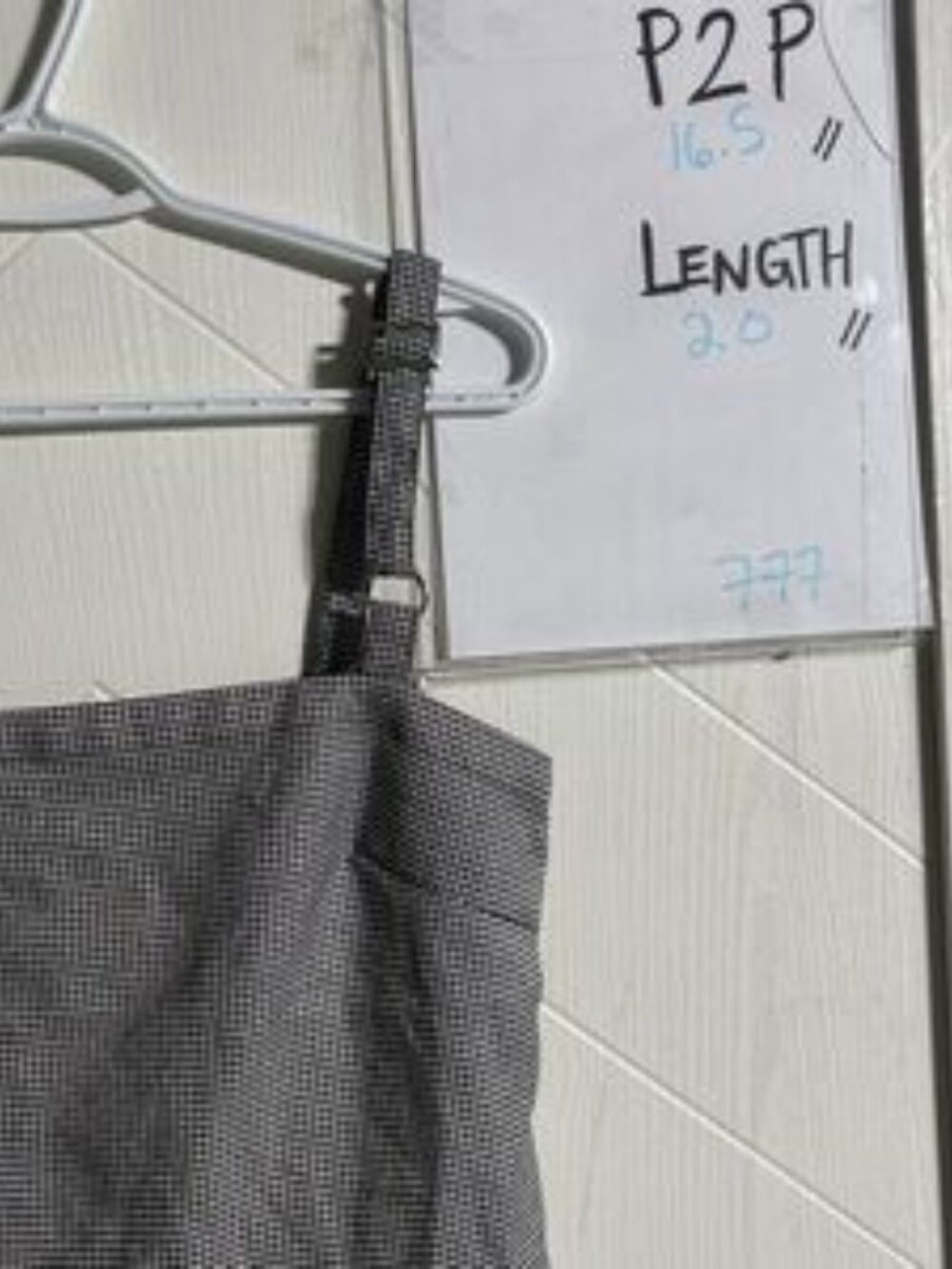 90s Plaid Houndstooth Crop Top Buckle Strap Square Neck Dark Academia Retro - Picture 3 of 3
